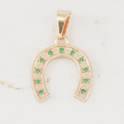 DIJE HERRADURA CIRCONES ESMERALDA MEDIANA